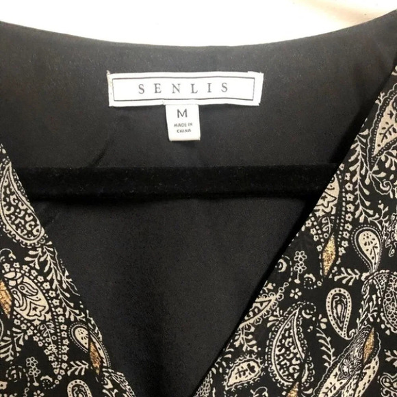 Senlis Paisley Moroccan Elaine Ruffle V-Neck Flutter Sleeve Dress Size Md NEW - Picture 6 of 13